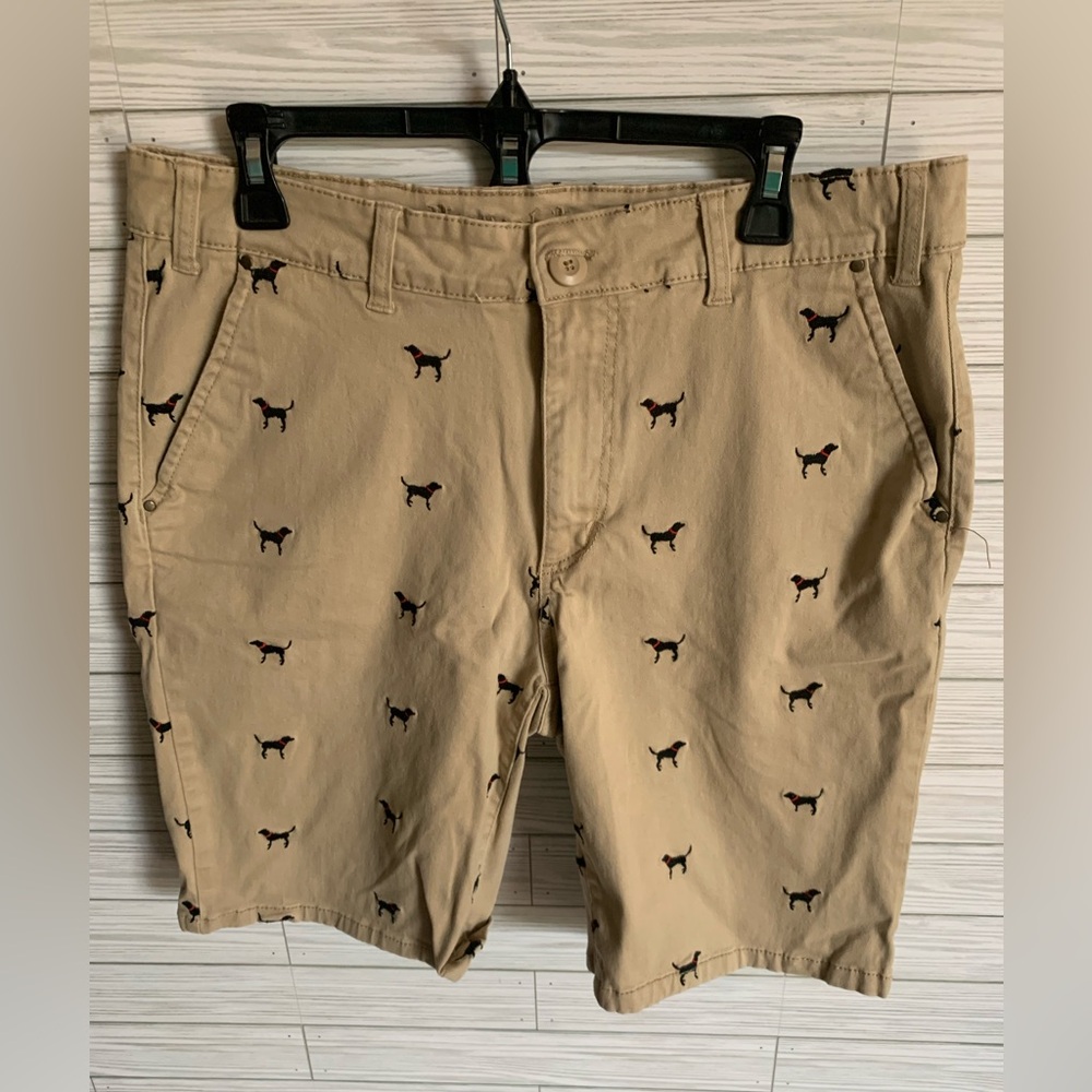 Request jeans premium Men's Embroidered Dog Print Chino Shorts - Khaki
